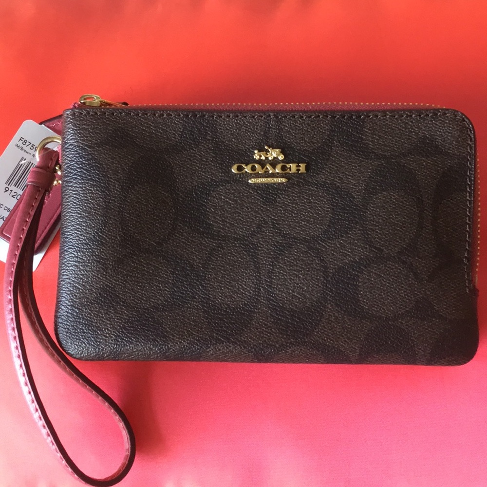 Authentic Coach double-zip wristlet